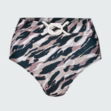  Watskin high rise Aria belted bikini bottom in Animal Mix -a zebra and leopard print combo-shown against a light gray background