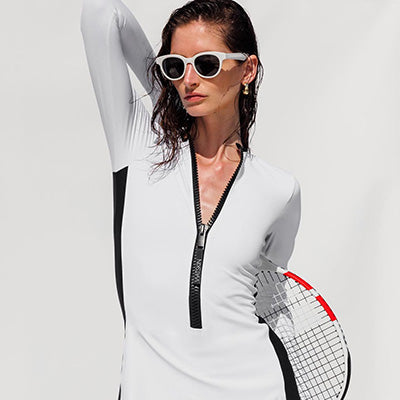 Woman in a White Tennis Dress