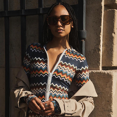 Woman wearing thev Zig Zag Catsuit