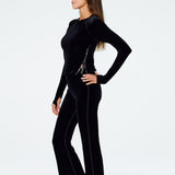 Juliette Palazzo Pant in Black Velvet Side View