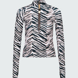 Watskin Kaia half-zip long sleeve rashguard in Natural Zebra print against a light gray background