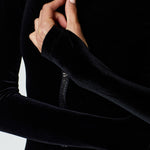 Lois Catsuit in Black Velvet Closeup of Zipper