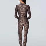 Female modeling Watskin Lois Catsuit in Leopard