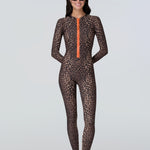 Female modeling Watskin Lois Catsuit in Leopard