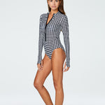 Ryann Bodysuit in Houndstooth Side View