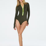 Ryann Bodysuit in Olive Front View