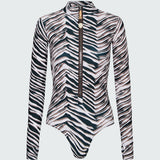 Watskin Ryann bodysuit in Natural Zebra against a plain background