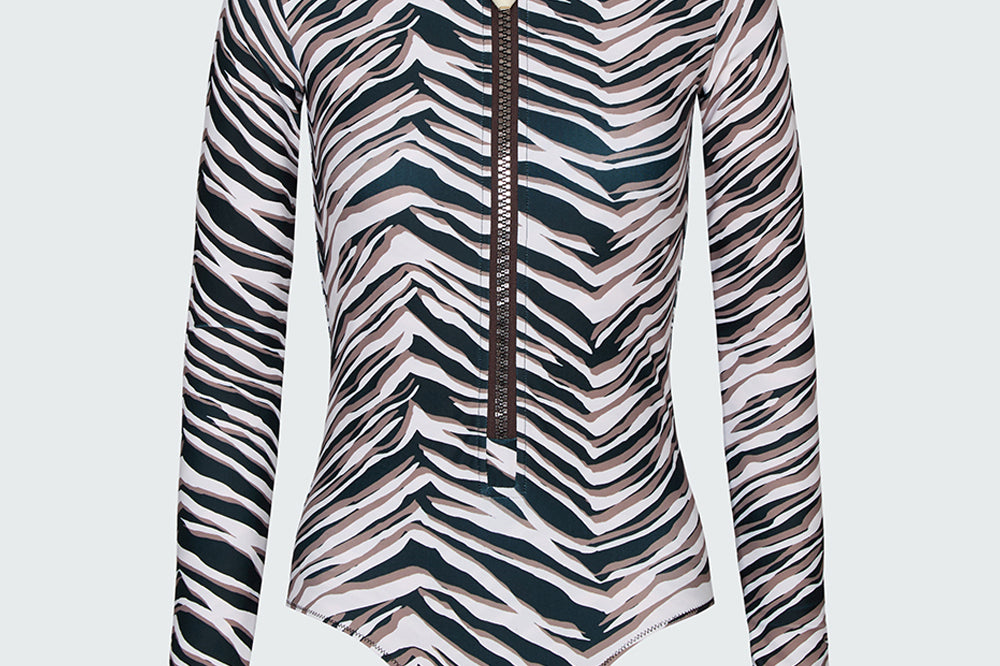 Watskin Ryann bodysuit in Natural Zebra against a plain background