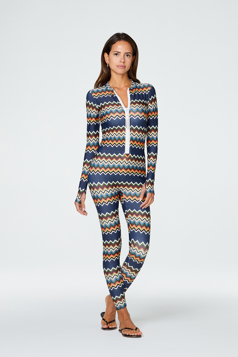 Zigzag Pattern Long Sleeve UPF 50+ UV Sun Protection Catsuit