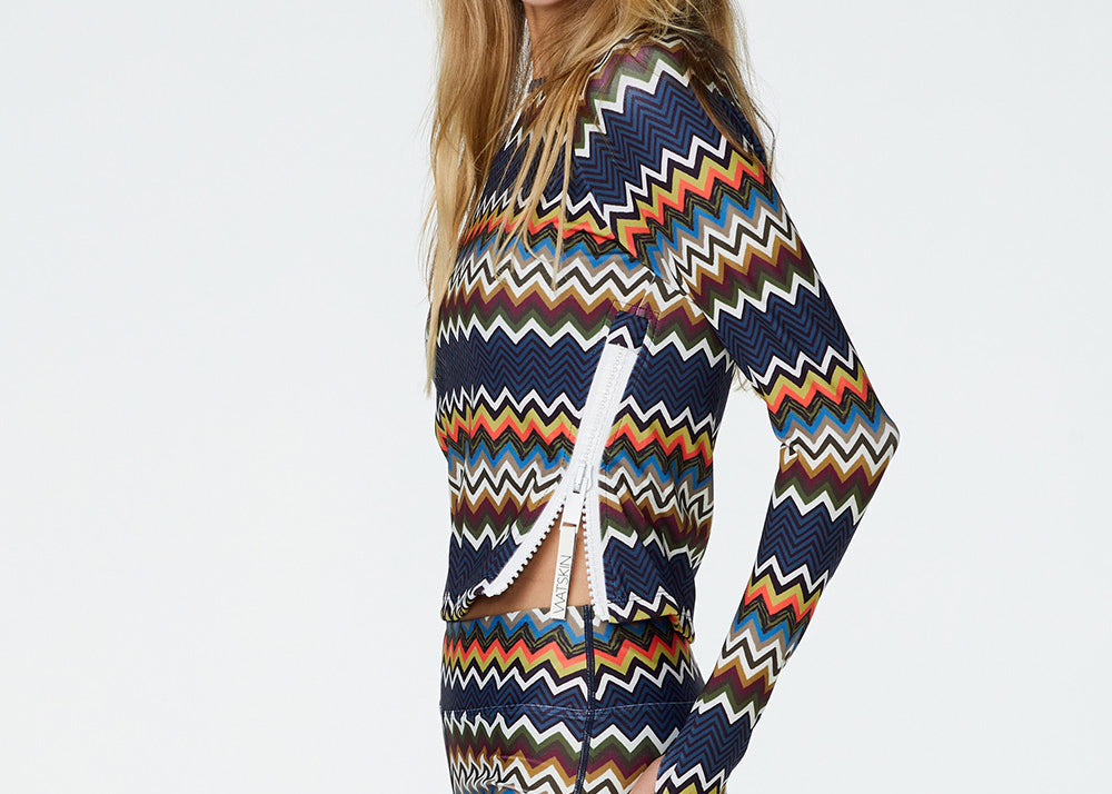 Sasha Long Sleeve Tee in Zig Zag Left View