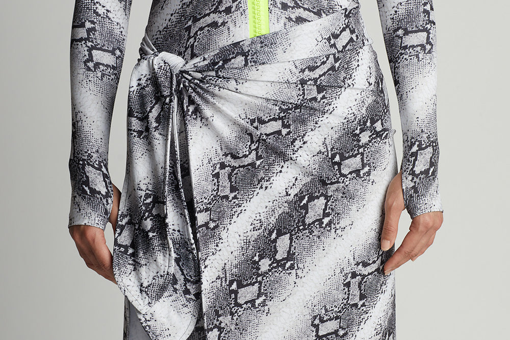 Closeup View of Watskin Lois Catsuit in Python