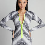 Front View of Watskin Lois Catsuit in Python