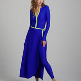Front View of the Watskin Olivia Wrap Suit in Azul Blue