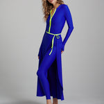 Nadia in the Watskin Olivia Wrap Suit in Azul Blue