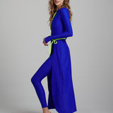 Right View of the Watskin Olivia Wrap Suit in Azul Blue